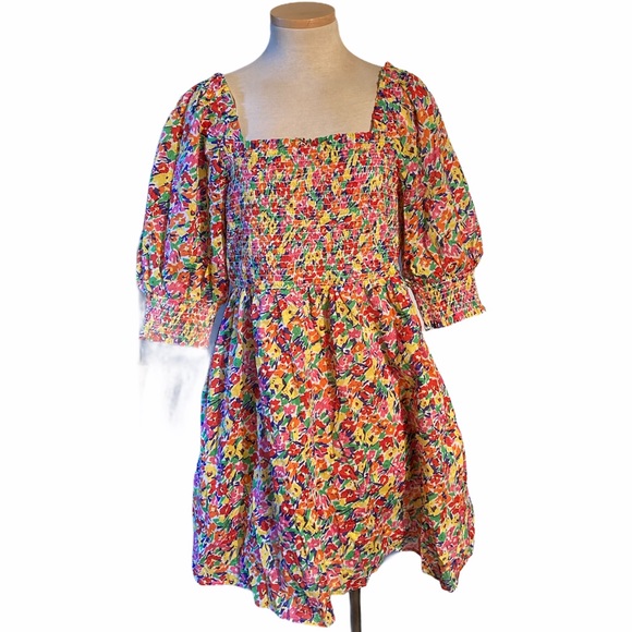 Rixo for Target Floral Puff Sleeve Smock Dress M